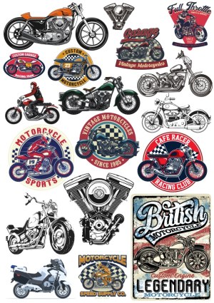 Vintage and Custom Motorcycle Vector Collection Free Vector