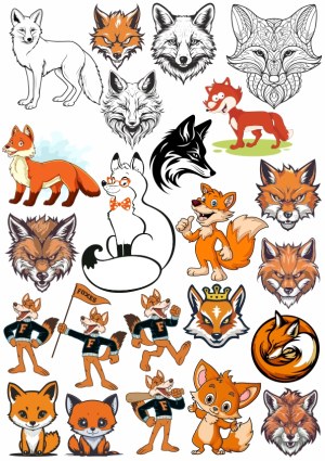 Collection of Fox Cartoon and Stylized Vector Illustrations Free Vector