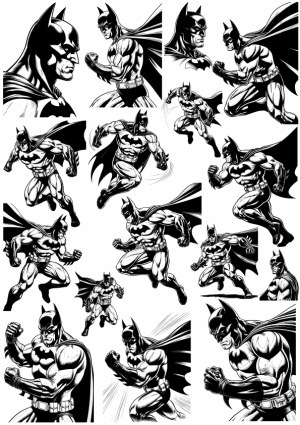 Dynamic Black and White Batman Vector Illustrations Set Free Vector