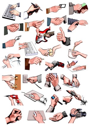 Collection of Hands Performing Various Actions Vector Free Vector