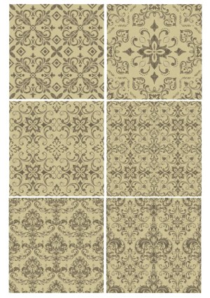 Vintage Grunge Floral Damask Seamless Patterns Free Vector