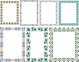 Set of Seven Decorative Vintage Floral Vector Frames Free Vector