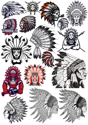 Native American Chief Headdress Vector Collection Free Vector