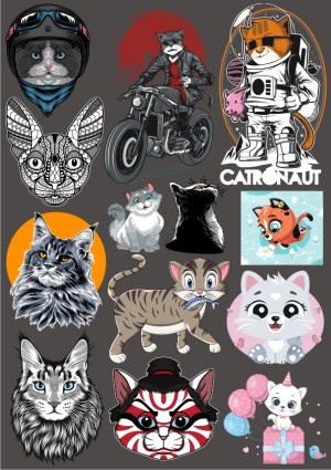 Collection of Vector Cat Illustrations in Various Styles and Themes Free Vector