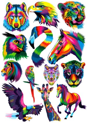 Colorful Geometric Animal Head Collection Vector Free Vector