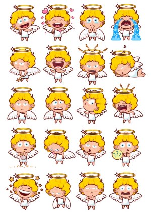 Cute Angel Character Emotions and Expressions Vector Set Free Vector