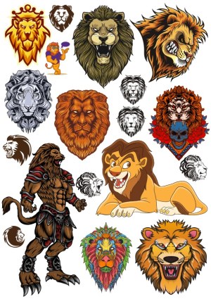 Collection of Lion Vector Illustrations and Mascots Free Vector