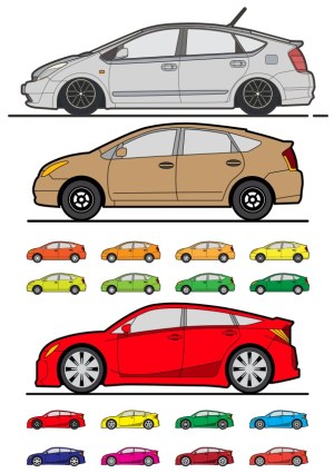 Side View Car Vector Illustrations in Multiple Colors Free Vector