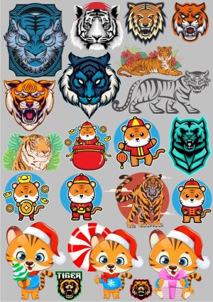 Collection of Tiger and Tiger Cub Vector Illustrations in Various Styles Free Vector
