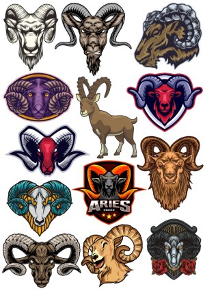 Collection of Ram and Aries Vector Logos and Badges Free Vector