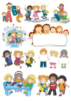Diverse Happy Children Activities Collection Vector Free Vector