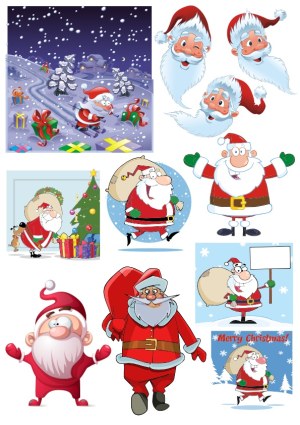 Collection of Cartoon Santa Claus Illustrations Free Vector