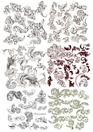 Set of Vintage Floral Ornamental Vector Elements Free Vector