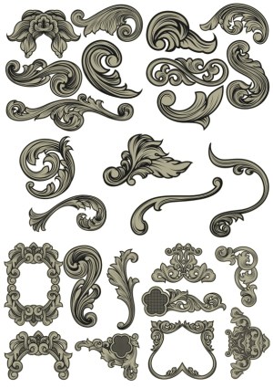 Vintage Baroque Ornamental Flourishes and Decorative Frames Free Vector