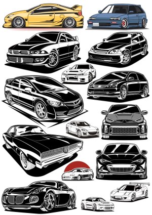Collection of Sporty and Classic Car Vector Illustrations Free Vector