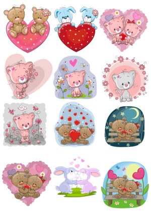 Cute Animal Couples in Love Vector Set Free Vector