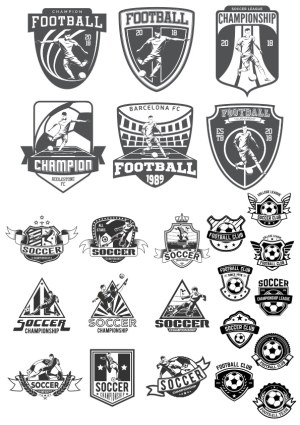 Set of Vintage Soccer and Football Club Logos and Badges Free Vector