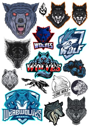 Set of Fierce Wolf and Werewolf Sports and Esports Logos Free Vector