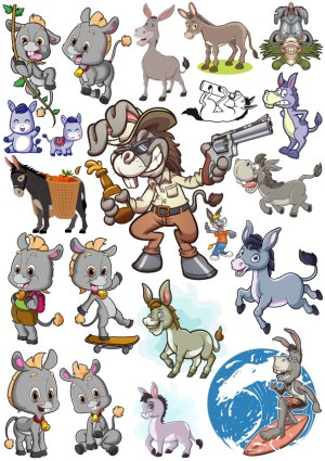 Cartoon Donkey and Goat Characters Collection Free Vector