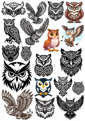 Collection of Stylized Owl Vector Illustrations Free Vector