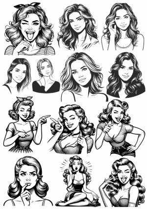 Vector Illustrations of Women Expressing Various Emotions and Gestures Free Vector