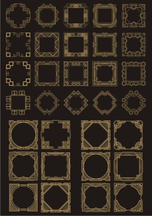 Set of 33 Geometric Art Deco Style Borders and Frames Free Vector