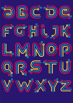 Colorful Circuit Board Style Alphabet Vector Free Vector