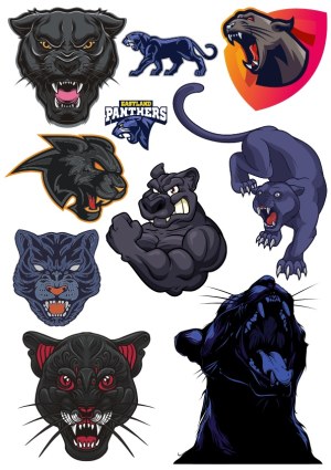 Collection of Panther and Black Panther Mascot Vector Illustrations Free Vector