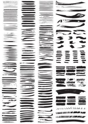 Collection of Various Black Brush Stroke Vectors Free Vector