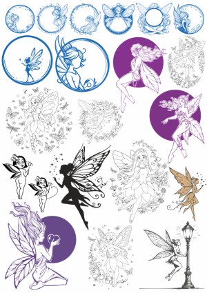 Collection of Fairy and Fantasy Winged Figures Vector Set Free Vector