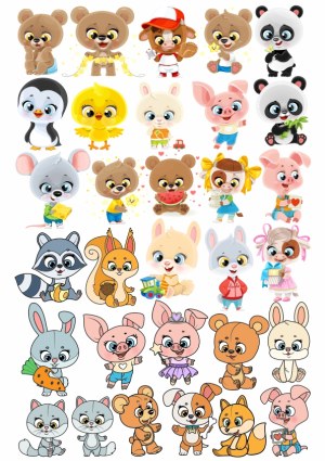 Cute Cartoon Baby Animals Collection Free Vector
