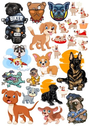 Variety of Cartoon and Stylized Dog Characters Vector Set Free Vector