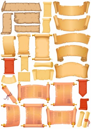 Set of Vintage and Ancient Scroll and Banner Vector Illustrations Free Vector