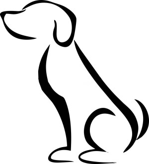 Minimalist Black Line Art of Sitting Dog Free Vector