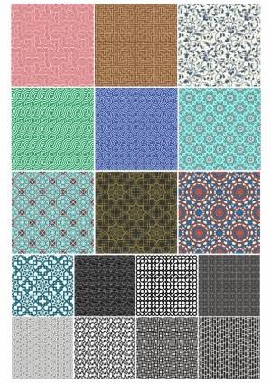 Set of Seamless Geometric and Floral Vector Patterns Free Vector