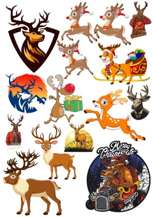 Christmas Reindeer Collection with Festive Themes Free Vector