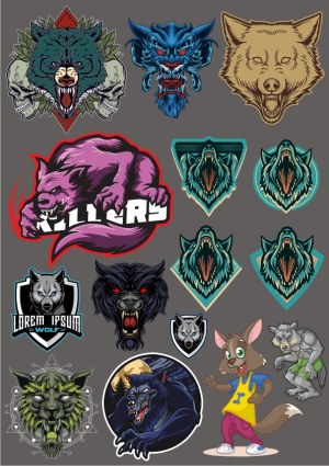 Collection of Various Wolf and Werewolf Vector Illustrations Free Vector