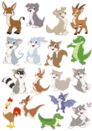 Cute Cartoon Animals Collection with Various Species Free Vector