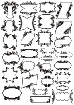 Ornate Decorative Vintage Frames and Labels Set Free Vector