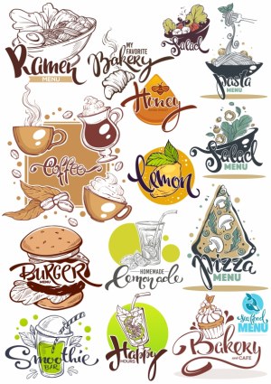 Hand-drawn Food and Beverage Menu Illustrations Free Vector