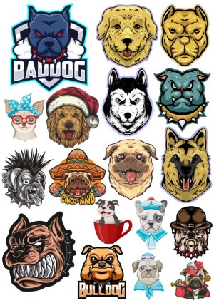 Collection of Stylized Dog Head Vector Illustrations Free Vector