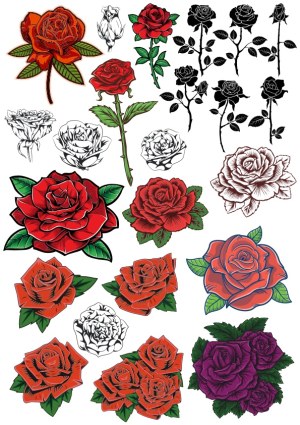 Collection of Various Rose Illustrations in Different Styles Free Vector