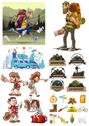 Adventure Travel and Hiking Vector Collection Free Vector