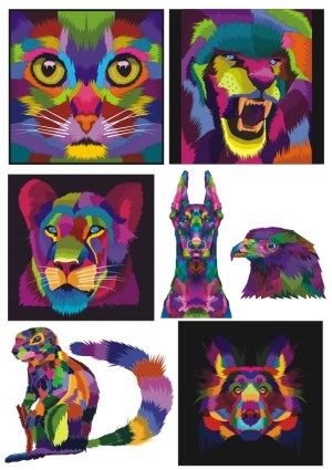 Colorful Geometric Animal Portraits Vector Set Free Vector