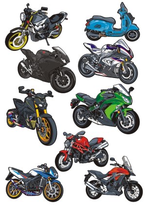 Collection of Detailed Motorcycle and Scooter Vector Illustrations Free Vector
