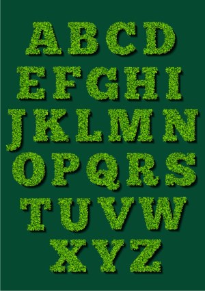 Green Leafy Alphabet Letters A to Z Free Vector