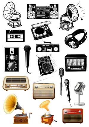 Vintage and Modern Audio Equipment Vector Collection Free Vector