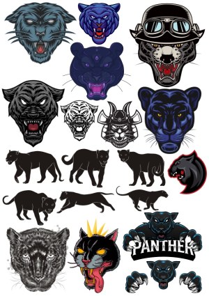 Panther and Black Panther Vector Collection Free Vector