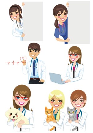 Medical and Veterinary Professionals Vector Set Free Vector