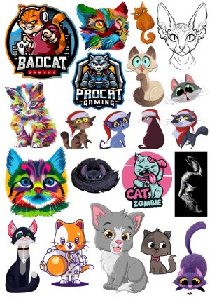 Colorful and Diverse Cat Vector Illustrations and Gaming Logos Free Vector